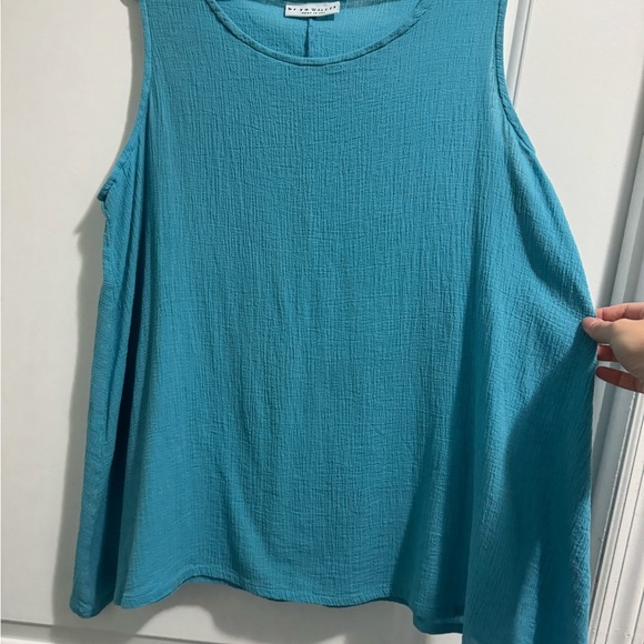 bryn Walker Blue Tank Top Flowy Sleeveless Blouse Size Small Lightweight Beach - Picture 4 of 6